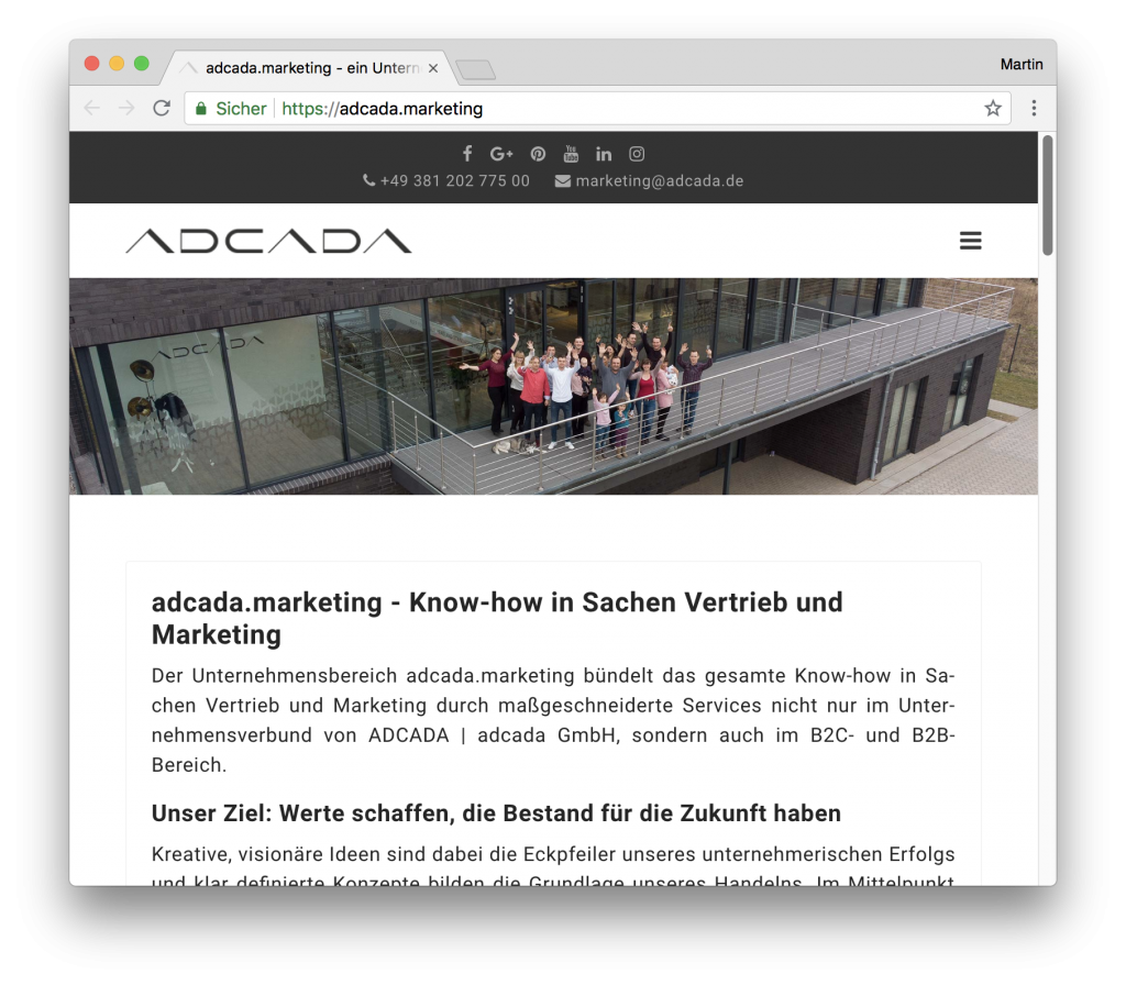 Adcada Webseite